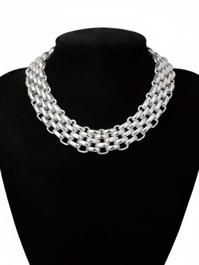 Womens Silver Geometric Necklace